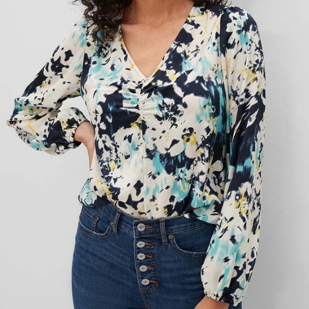 Banana Republic Pullover Long-sleeved Floral Blouse Sz XL NWT